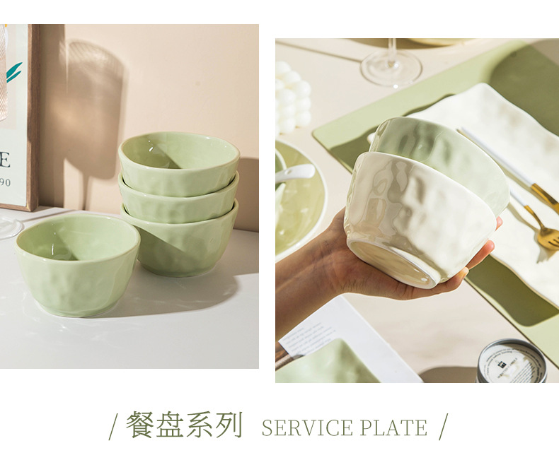 Underglaze cream style ceramic tableware, light luxury home use, high appearance level bowl, plate, vegetable plate DIY combination bowl and chopstick set pic 19