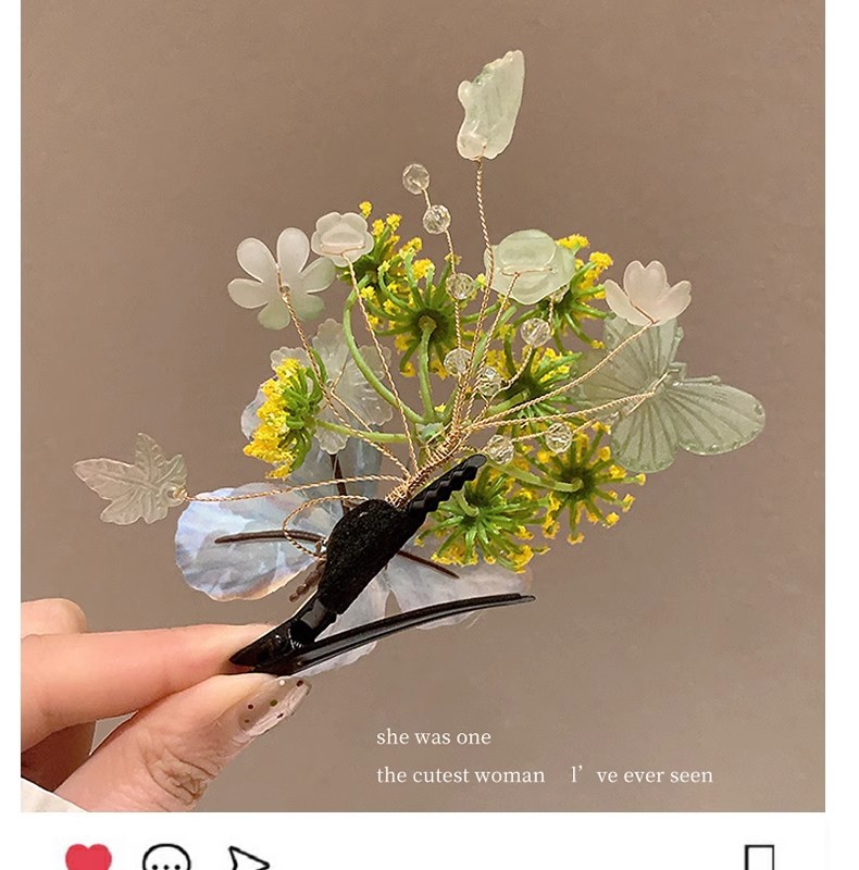 汉服发饰森系蝶恋花发夹汉服花枝配饰侧边夹头饰古风唐风古装发饰详情7