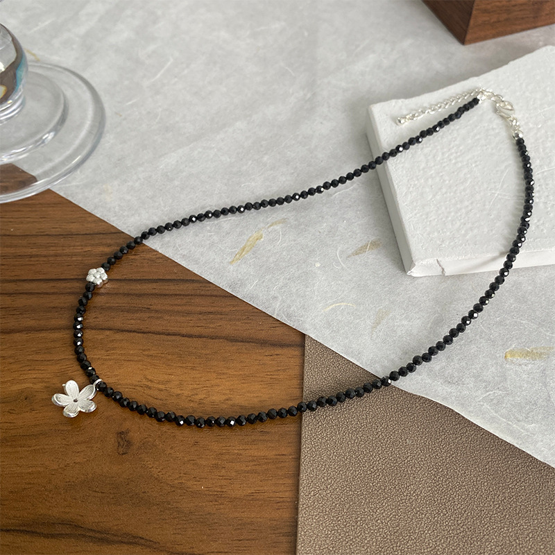 新款花间雨串珠项链锁骨链虎眼石晶石女拉丝小众轻奢配饰ins饰品详情4