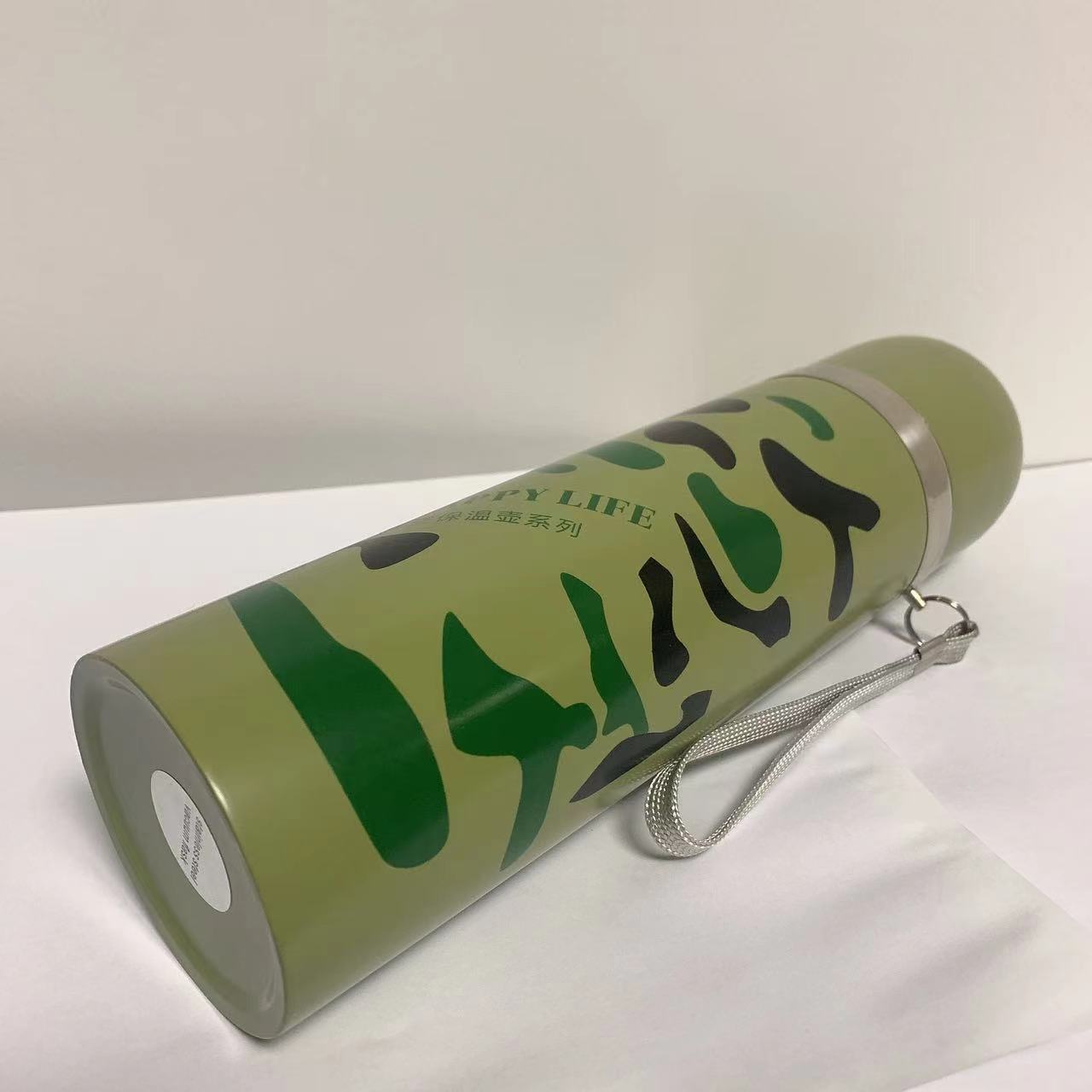 Camouflage insulated military training stainless steel vacuum sling in stock, gift cup, outdoor fitness 304 student bullet head pic 2