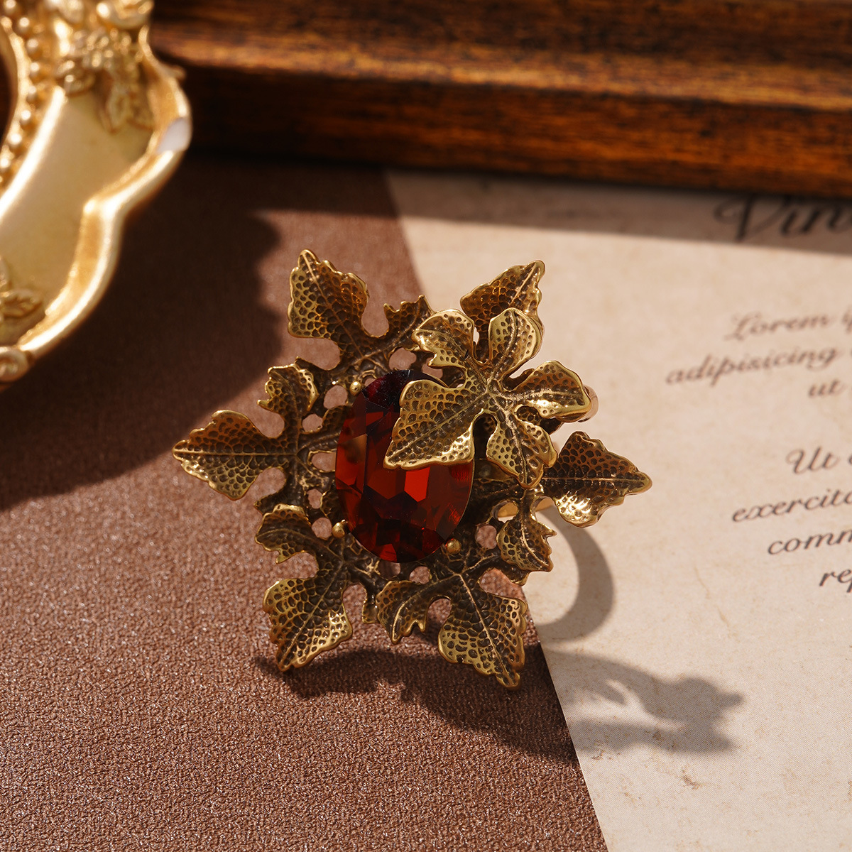 European and American cross-border jewelry design, Russian gold irregular ring, niche court style vintage light luxury ring pic 30