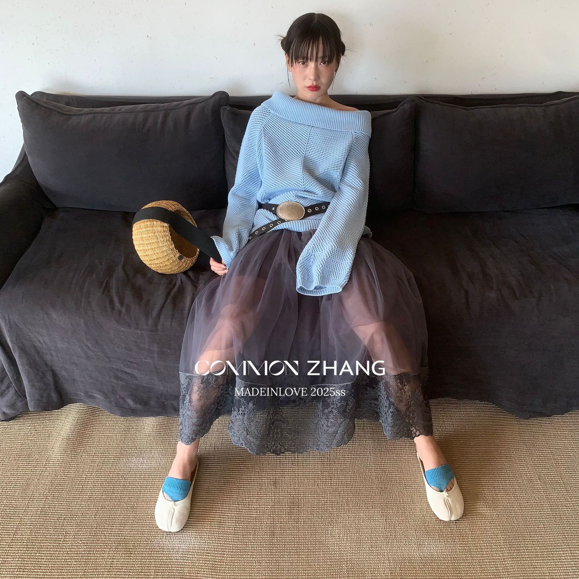 CZ ZHANG韩版网纱蕾丝拼接层次感微透高腰显瘦a字半身裙女B12103详情16