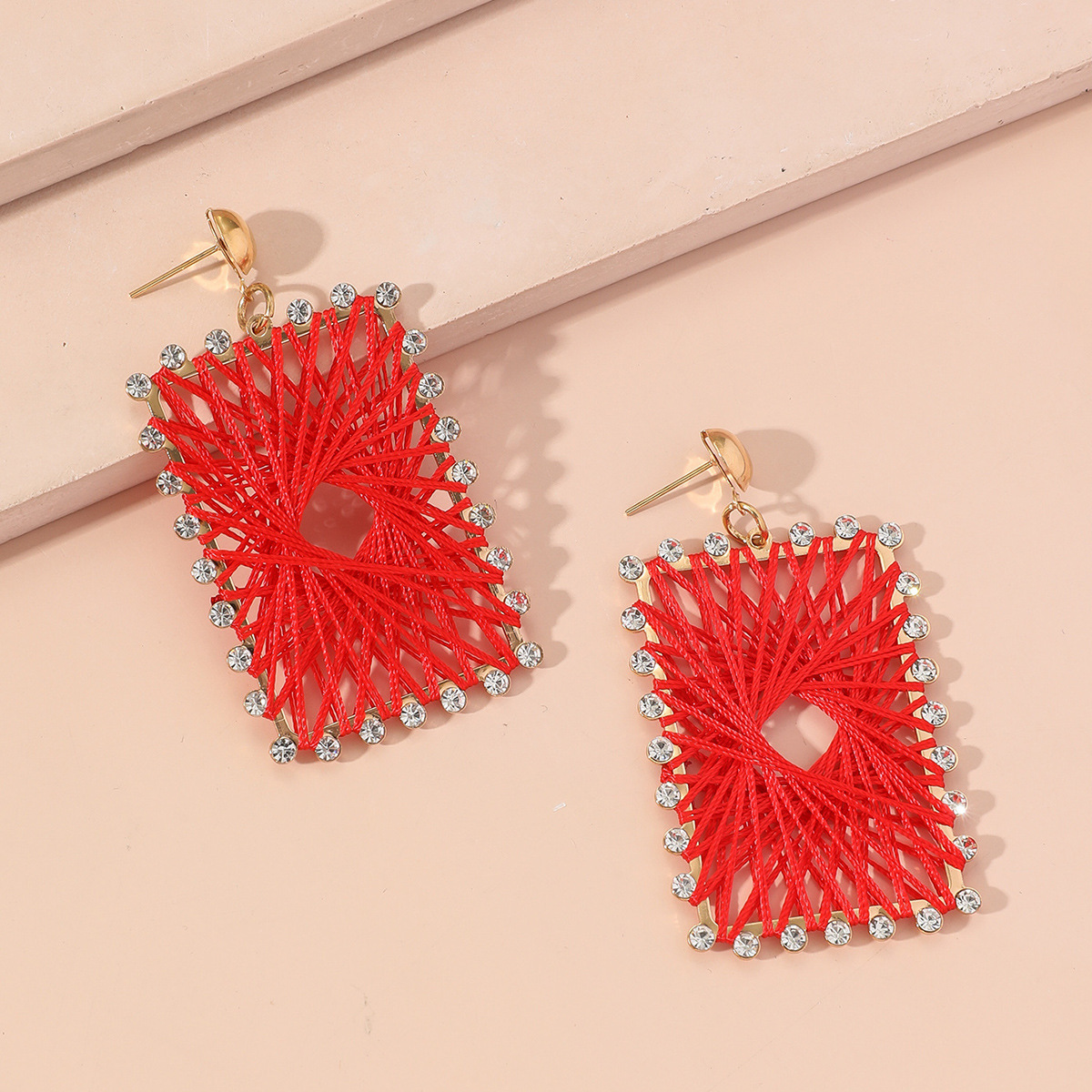 Factory wholesale hand-woven vintage earrings, wrapped stud earrings and earrings, exquisite, light luxury and artistic style pic 3