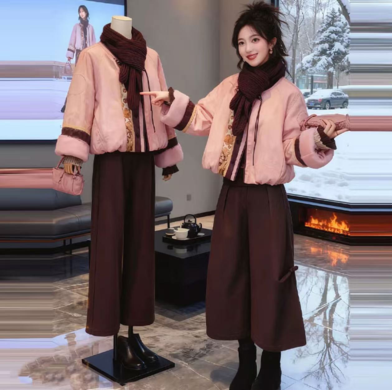 新中式国风流行穿搭法式棉服外套女冬季高级感气质显瘦时尚外套详情3