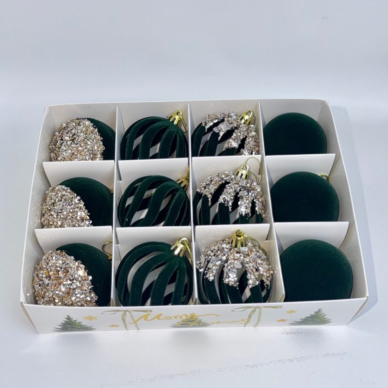 Cross-border new velvet Christmas ball set, Christmas window velvet balls, Christmas tree decoration, painted balls and hanging ornaments pic 12