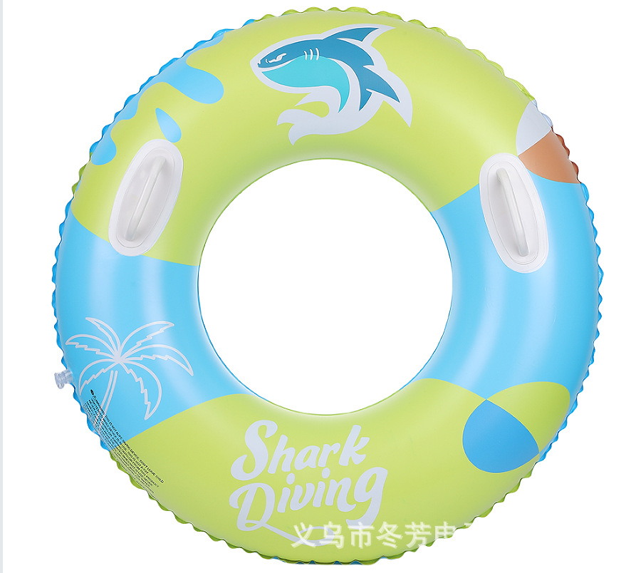 跨境批发现货成人加大加厚带把手PVC充气游泳圈腋下圈运动户外泳圈详情2