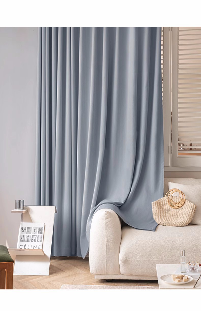 绍兴柯桥窗帘全遮光加厚日式雪尼尔奶油色简约全屋客厅落地卧室帘详情24