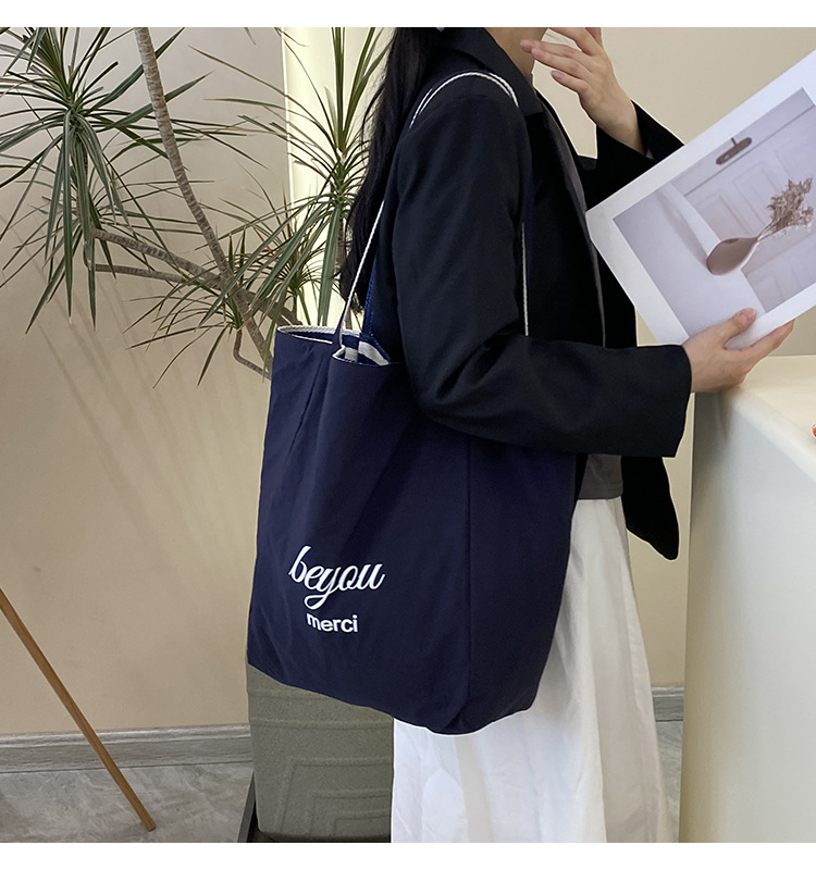 Striped canvas bag, 2024 new Korean-style ins tote casual bag, single-shoulder large-capacity tote bag shopping bag pic 47