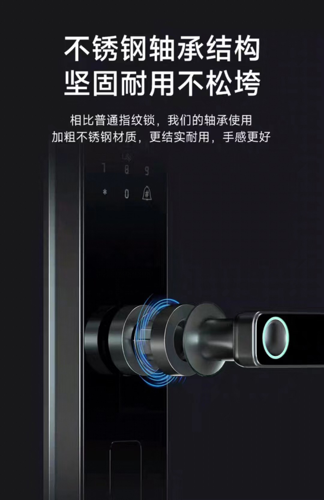 半自动一握开密码锁民宿出租房防盗门入户门家用指纹密码锁通通锁详情8