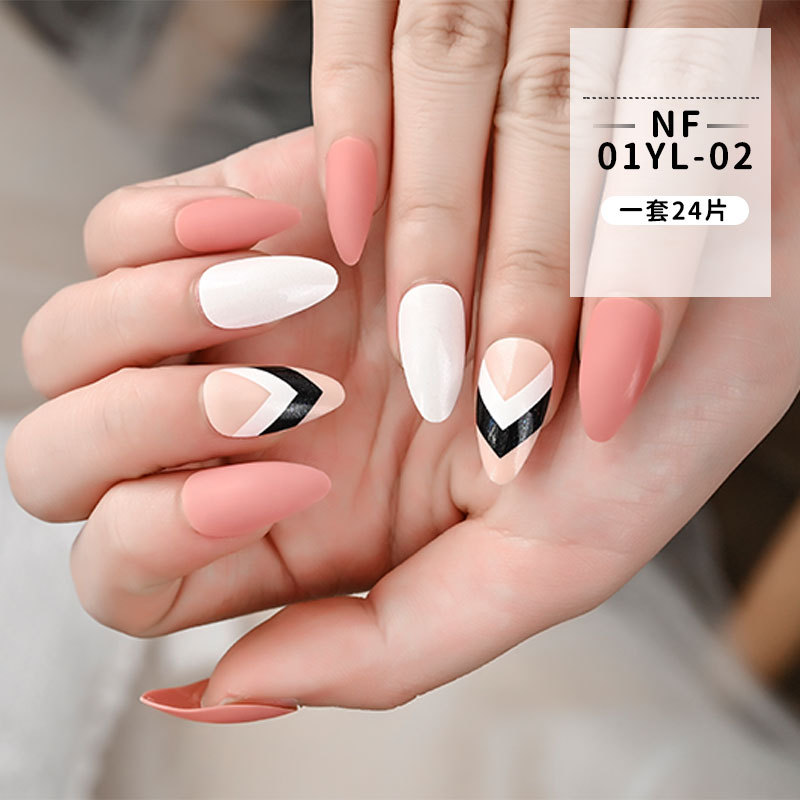 European and American matte long nail patches, wearable nails, 24-piece box nail patches, finished fake nail patches pic 3