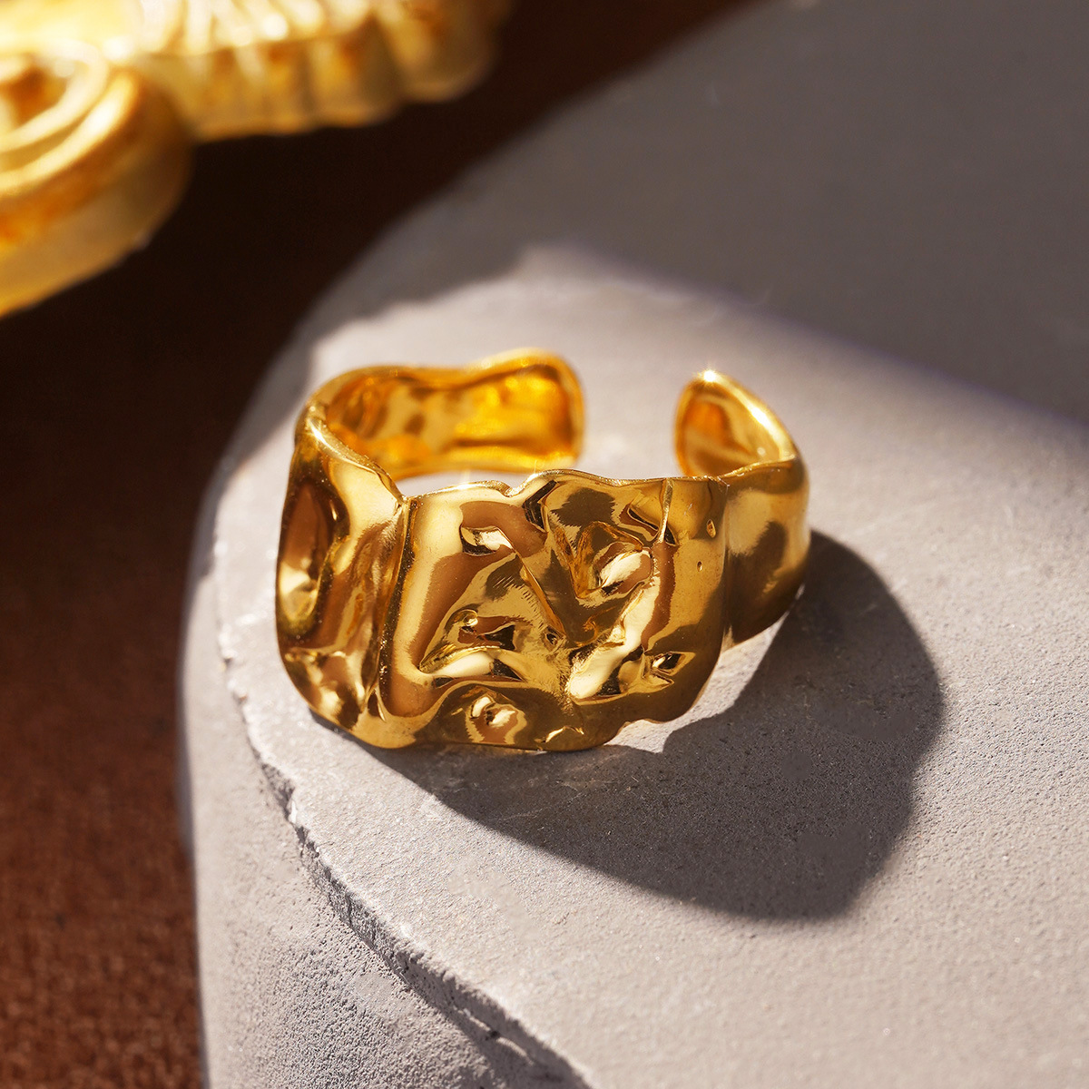 Cross-border European and American fashion golden titanium steel geometric opening adjustable ring, a niche and high-end stainless steel ring pic 28