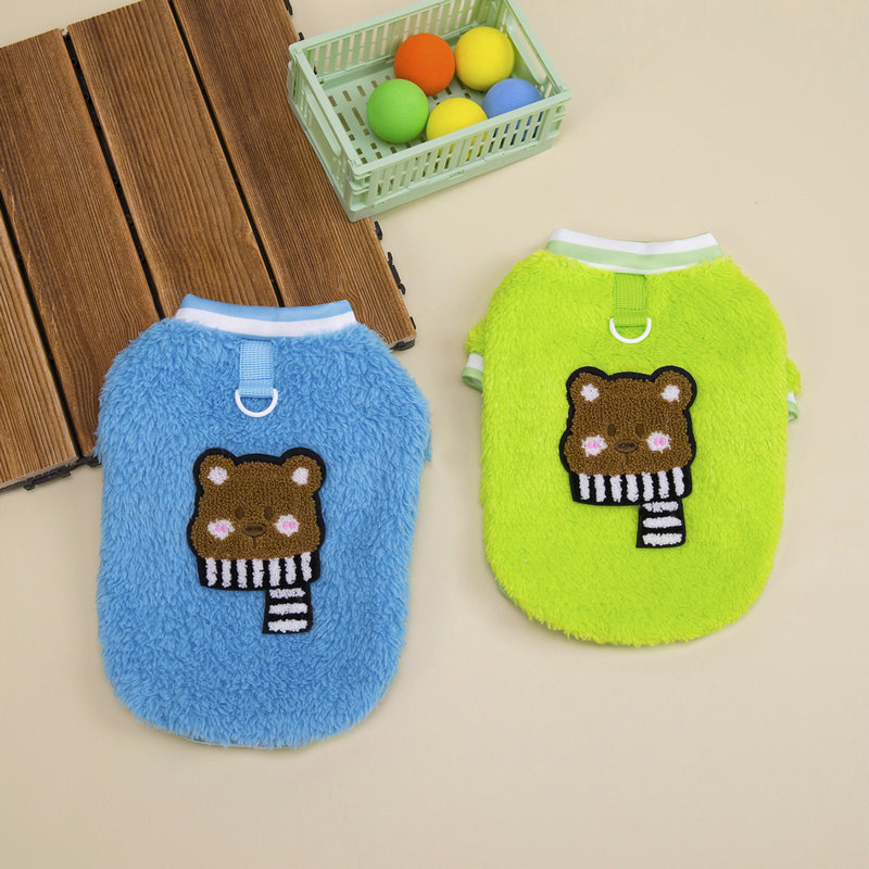 New cartoon printed pet clothing, fleece two-legged hoodie, autumn and winter pullover pet 25 scarf, bear fleece jacket pic 4