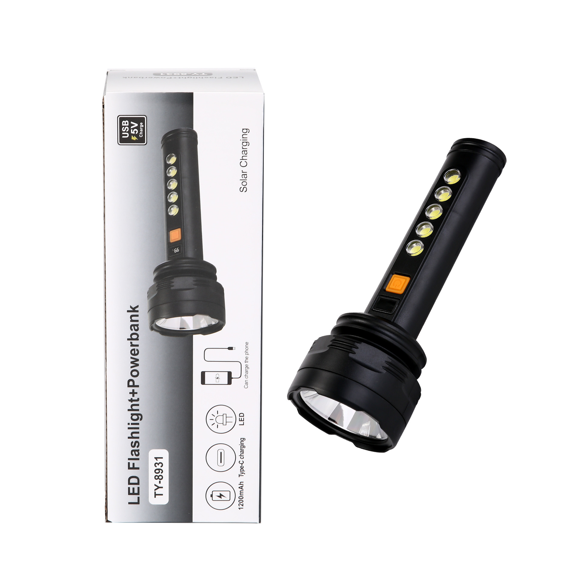 TY-8931强光太阳能手电筒USB可充电便携户外超亮多功能应急灯详情12