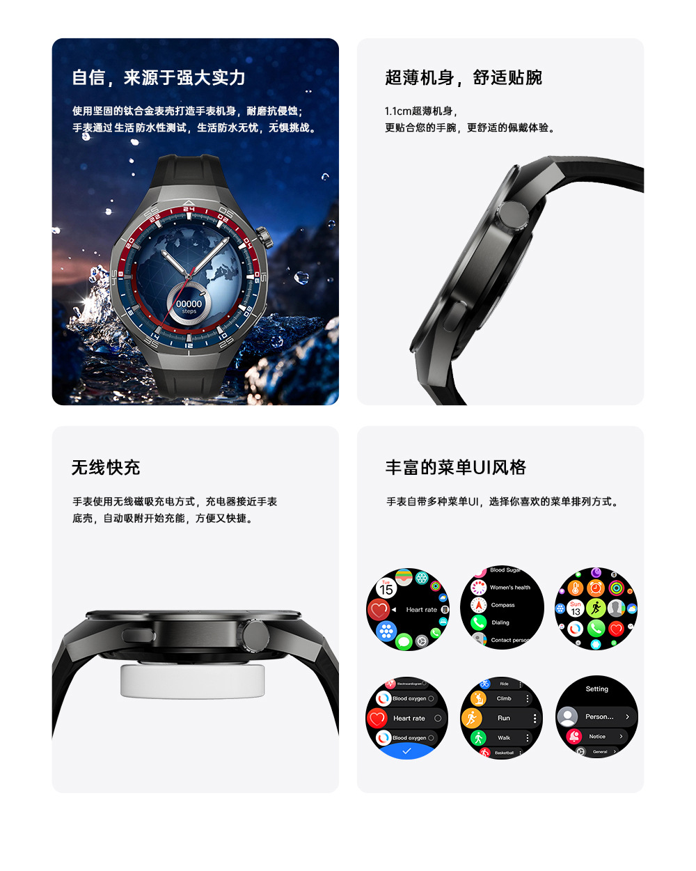新款智能手表华强北蓝牙血糖支付NFC心率心电男士老人手表详情14