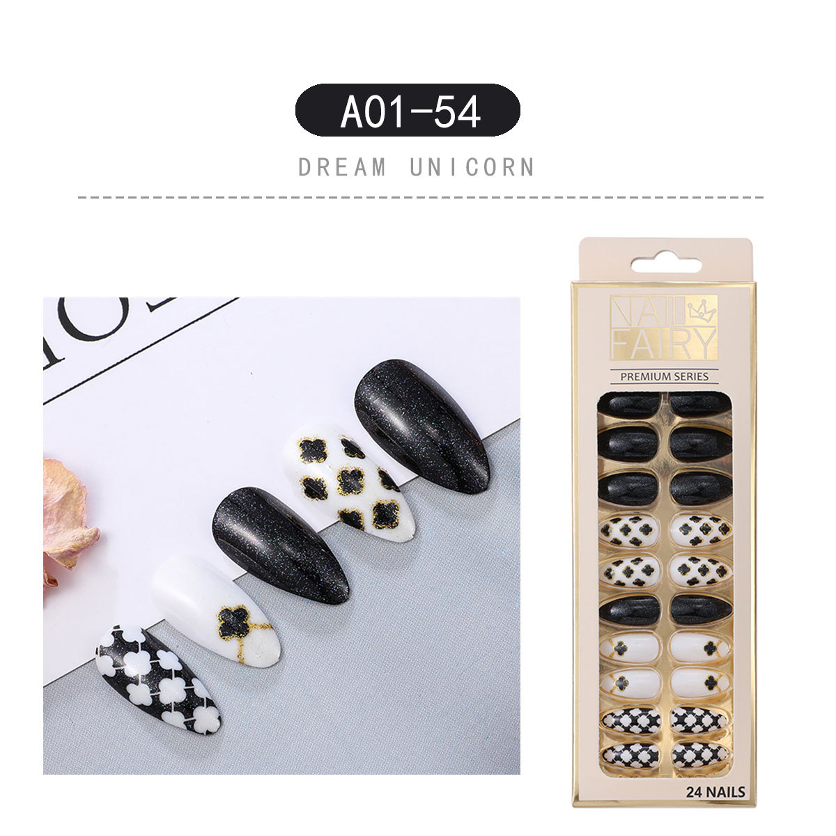 New leopard print teardrop nail, 24-piece nail patch, wearable nail, French pointed nail patch, finished false nail, short style pic 10