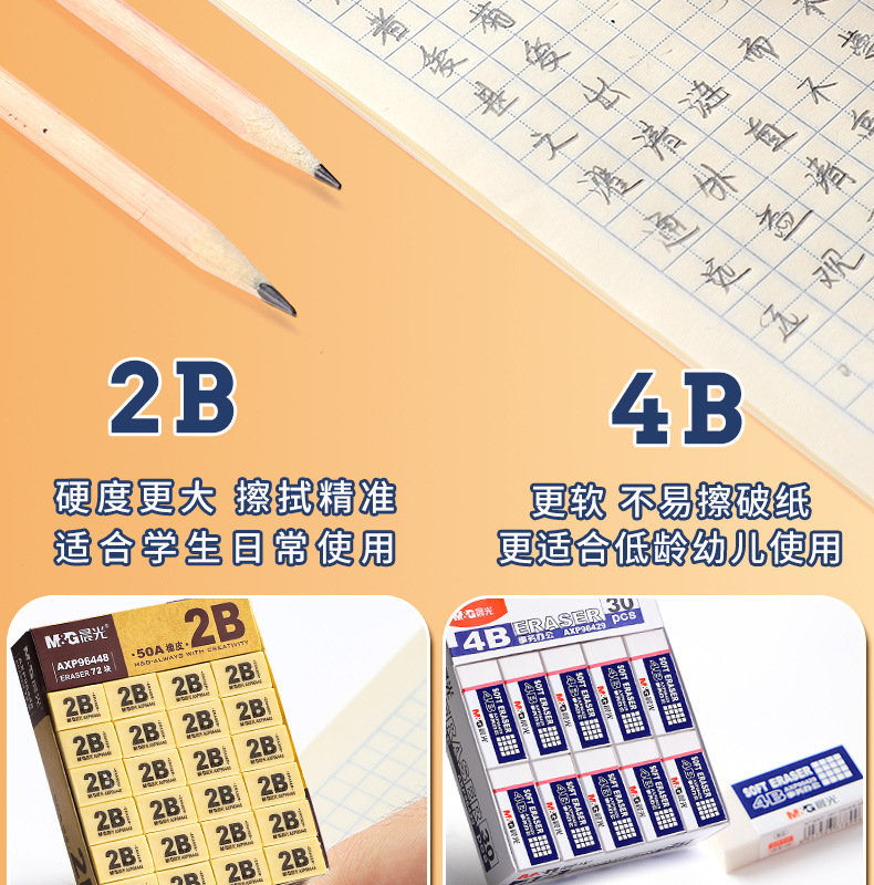 Wholesale Morning Light erasers, 4B erasers for students, no marks, no chips, exam erasers manufacturer wholesale pic 8