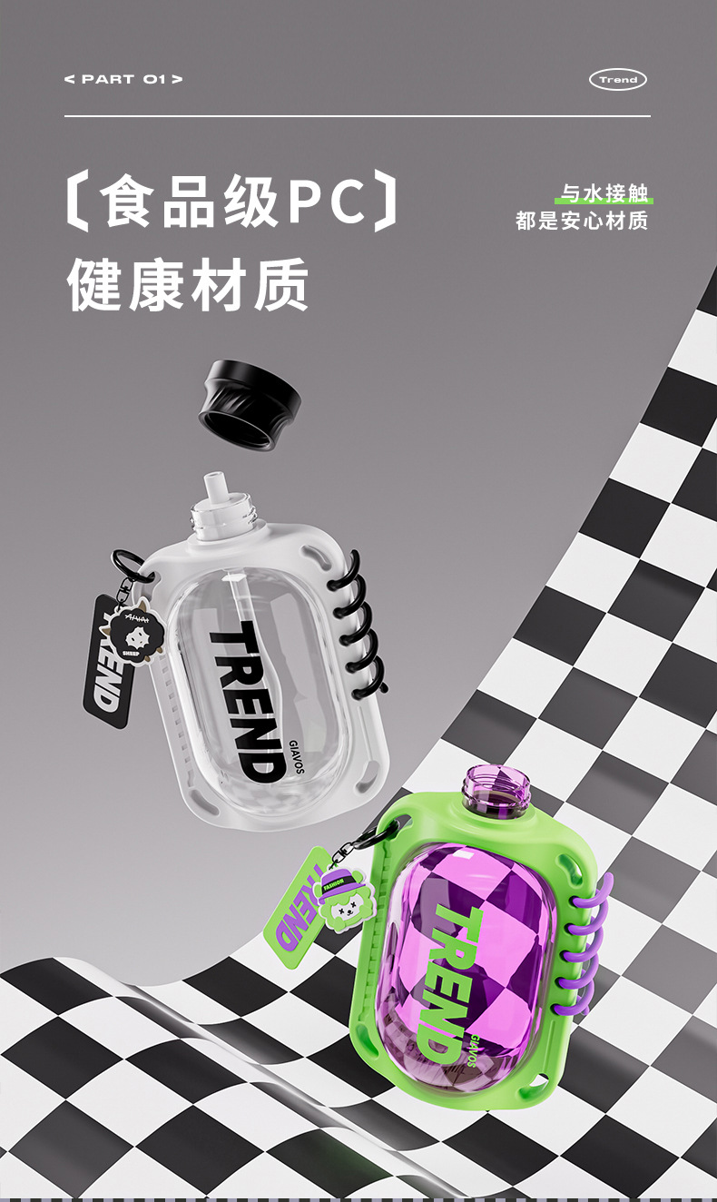 简约双饮吸管杯创意户外水杯成人大容量塑料杯食品级杯子批发定制详情3