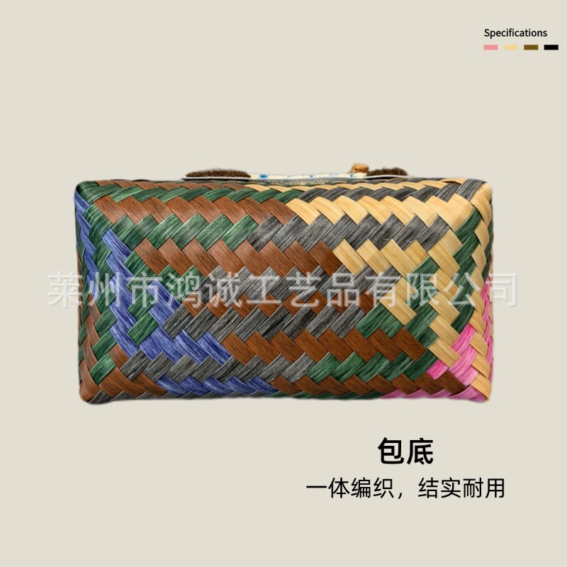 大容量腊肠狗手工编织包菜篮子藤编手提包上班杂物小拎包野餐女包详情9