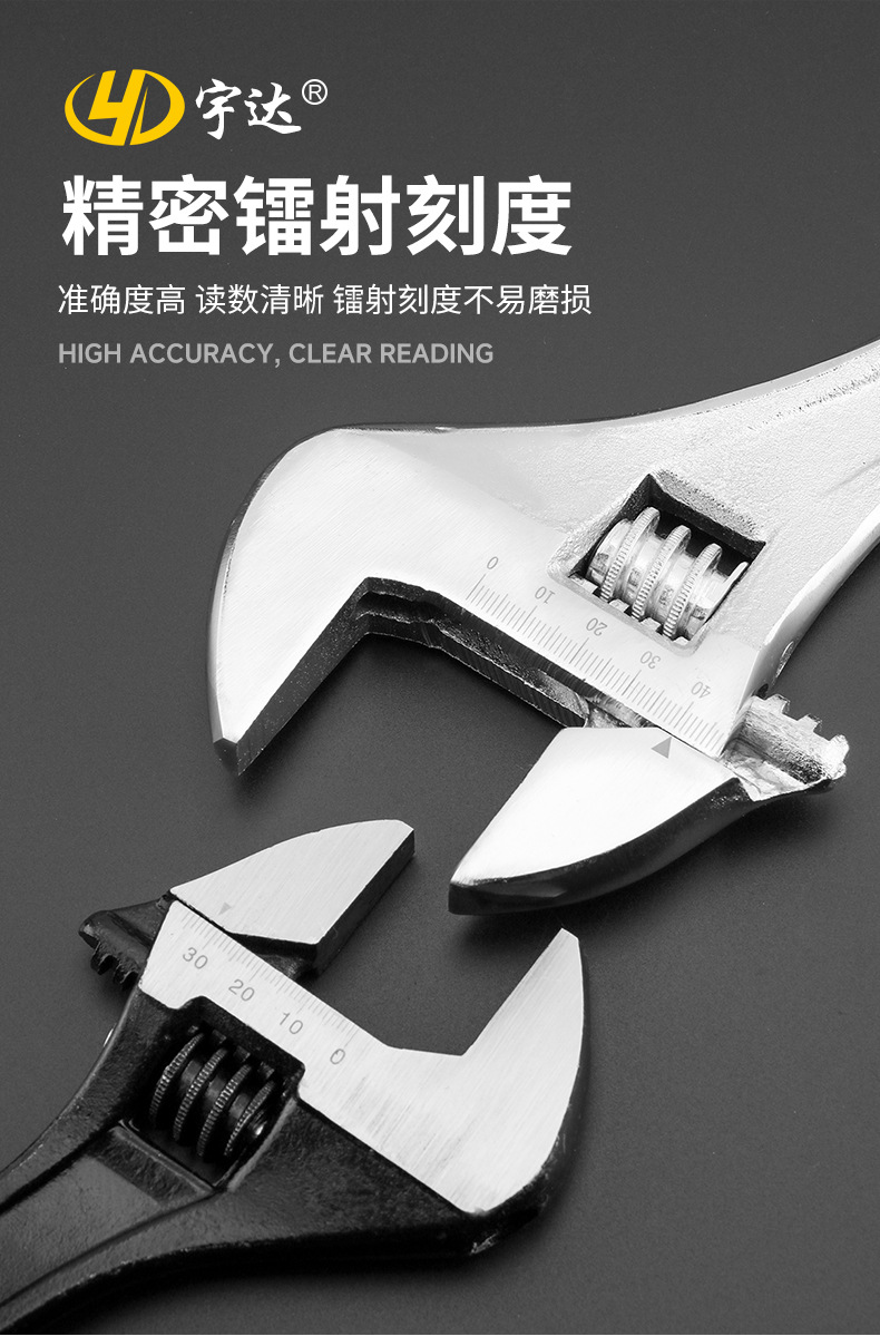 Wholesale adjustable wrenches from the manufacturer, 12-inch and 10-inch large opening pipe wrenches, dual-purpose chrome-plated pipe wrenches pic 5