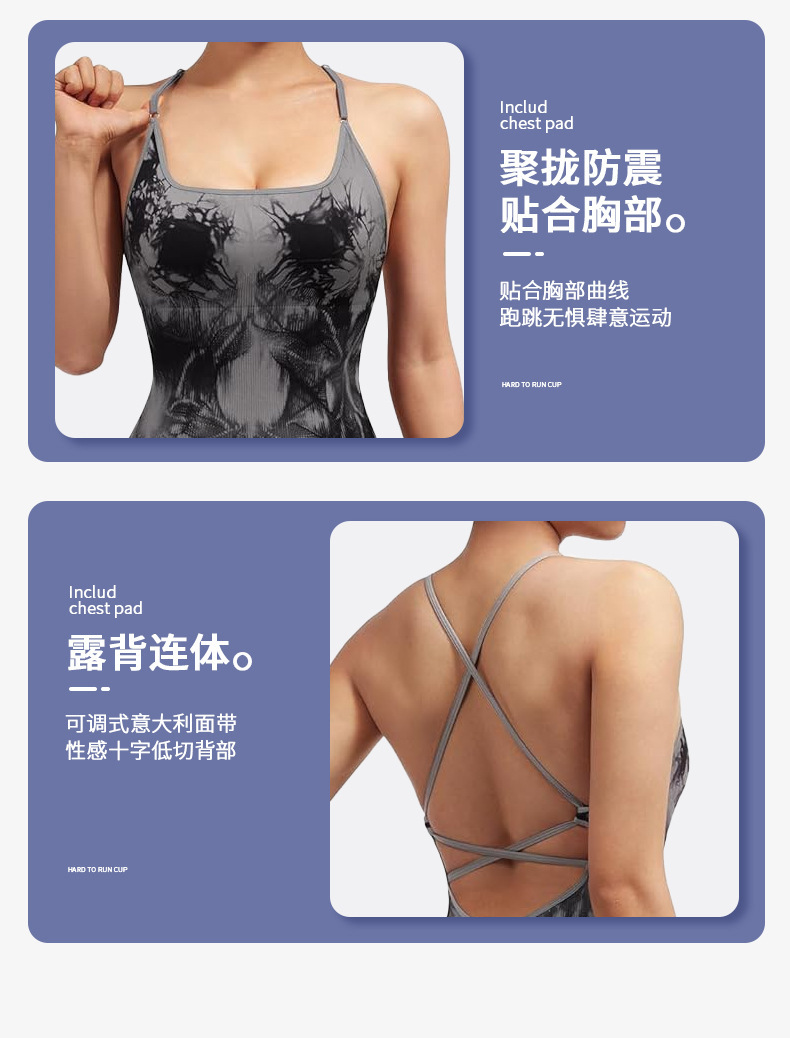 Cross-border European and American seamless sexy peach-butt one-piece suit, fitness wear, no embarrassing lines, sports beautiful back one-piece yoga wear pic 2