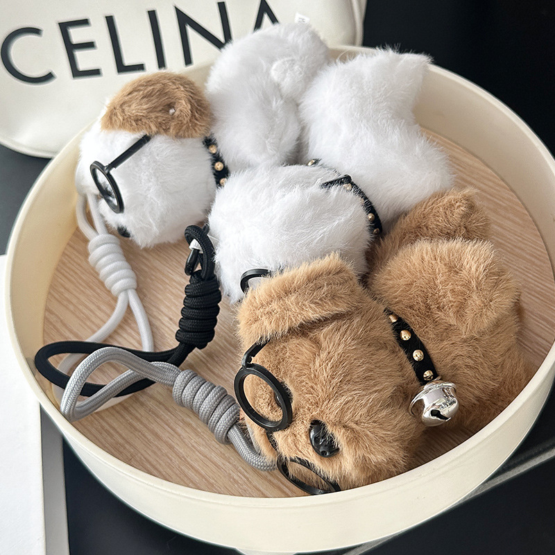 Wholesale of cute glasses dog plush pendants, glasses dog plush toy pendants, keychains, figurines, bags and pendants pic 10