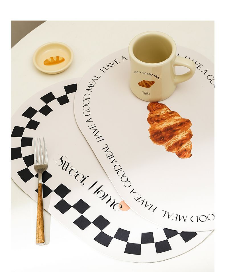 Bread leather placemats, ins style heat insulation pads, high-end and light luxury Western placemats, waterproof and oil-proof office desktop pads pic 19