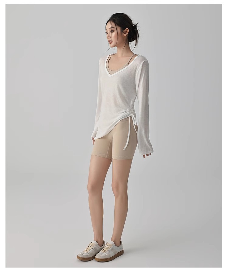 Summer yoga sun protection blouse for women, a laid-back style that slimming the figure, a thin and loose fitness yoga wear for women, short-sleeved T-shirt pic 15