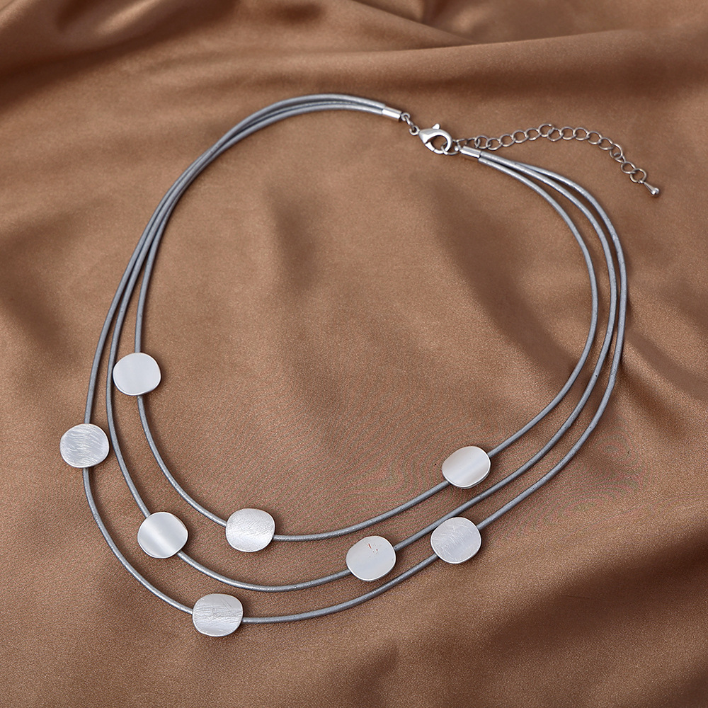 跨境亚马逊爆款多层女小众设计感女饰品ins女合金简约锁骨短项链详情9
