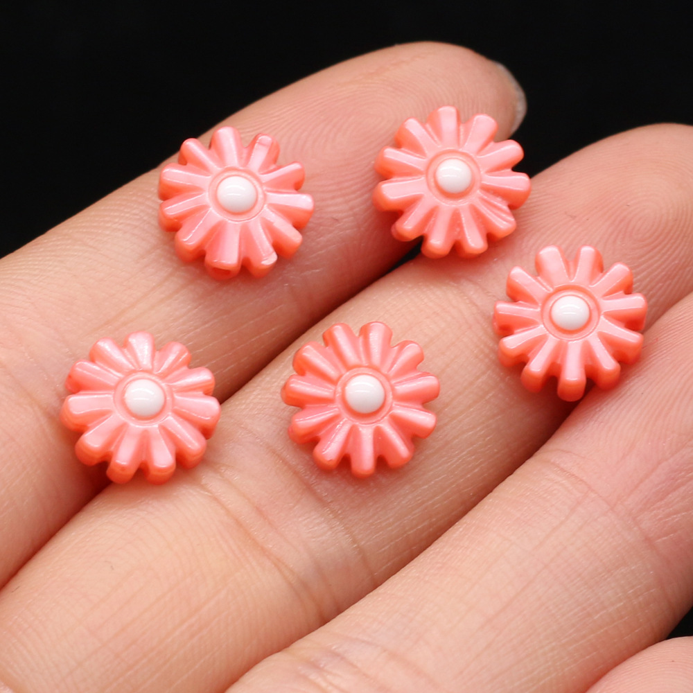 DIY jewelry accessories, natural shell hand-carved sunflowers, multi-color through-hole hairpins, earrings and pendants wholesale pic 37