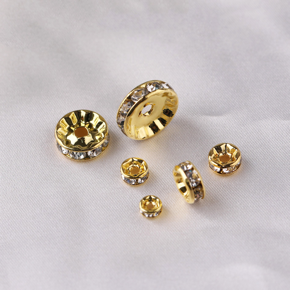 金色直边钻圈 串珠diy配饰材料 隔珠彩色手链镶钻银色隔片 车轮钻详情7