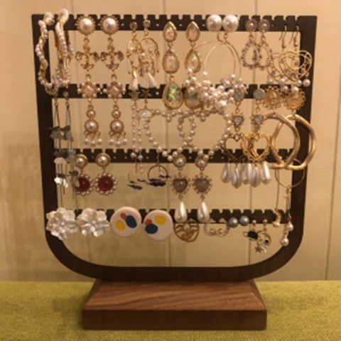 Chinese-style earring stand, ear clips, ear buckles, earring rack, display stand, hanging necklace stand, ear studs, earrings, black walnut, large capacity pic 3