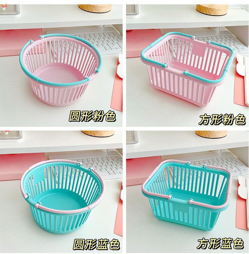 Cesta de almacenamiento portátil mesa macarons color cute pink girly heart papelería accesorios cesta de almacenamiento de escritorio pic 6