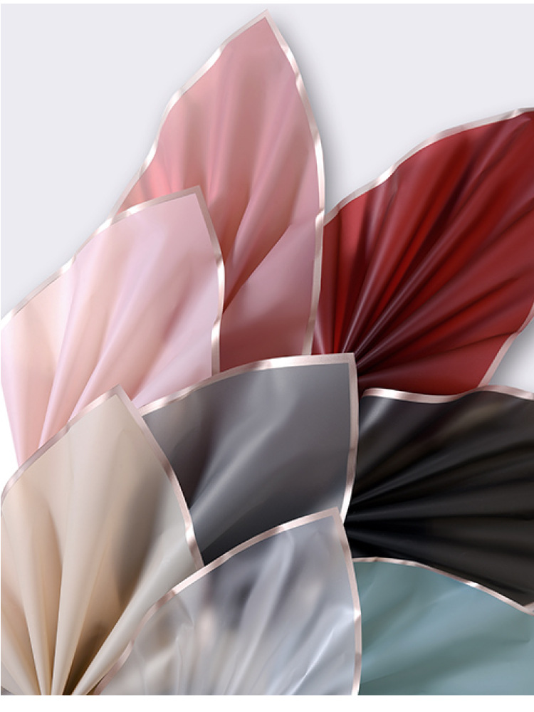 包花纸外贸畅销韩式花艺鲜花花束纸金边边框雾面纸 果冻膜包装纸详情11