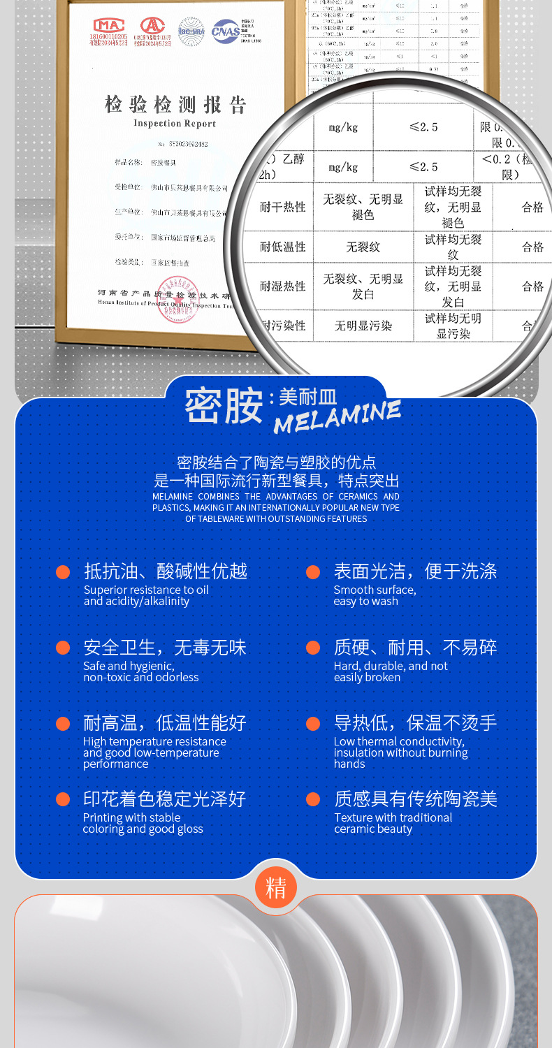 白色盘密胺餐具圆盘平盘塑料碟子菜盘餐盘西餐盘商用圆形盘子批发详情5