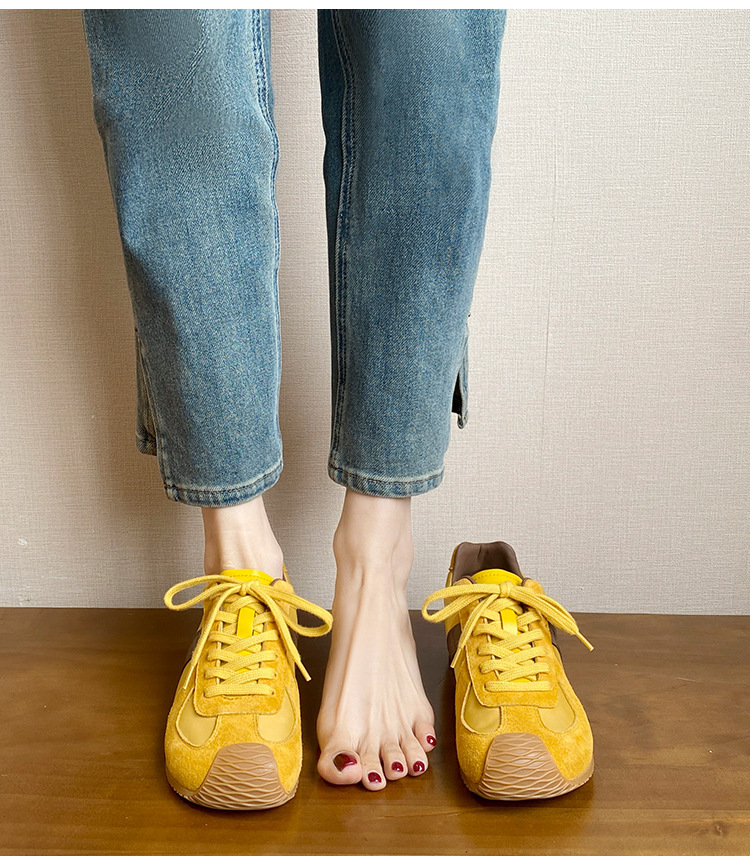 【高品质】芒果头小众舒适拼接皮面拼色德训鞋美式复古运动休闲鞋详情10