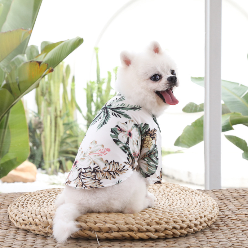 Pequeño y mediano perro playa piña camisa hawaii mascota perro gato golden hair primavera verano fino ropa artículos pic 11