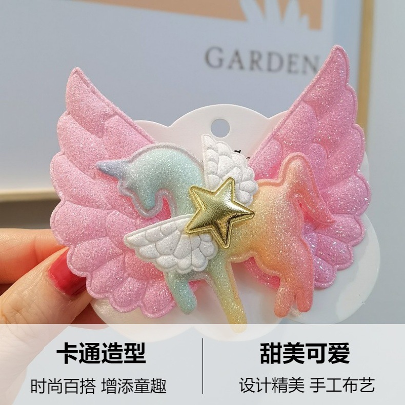 天使翅膀独角兽发夹跨境儿童发饰品厂家后脑勺夹详情3