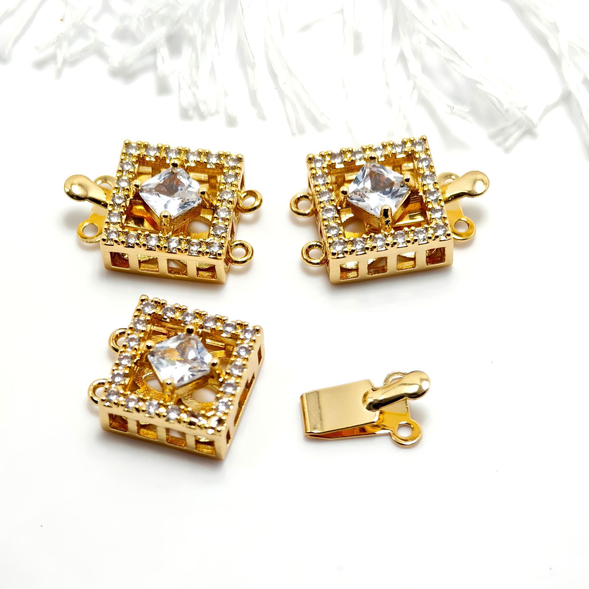 High color retention, real gold plating, double hanging, zirconium pearl buckle, pin, buckle necklace, connecting buckle head, DIY jewelry bracelet pic 23