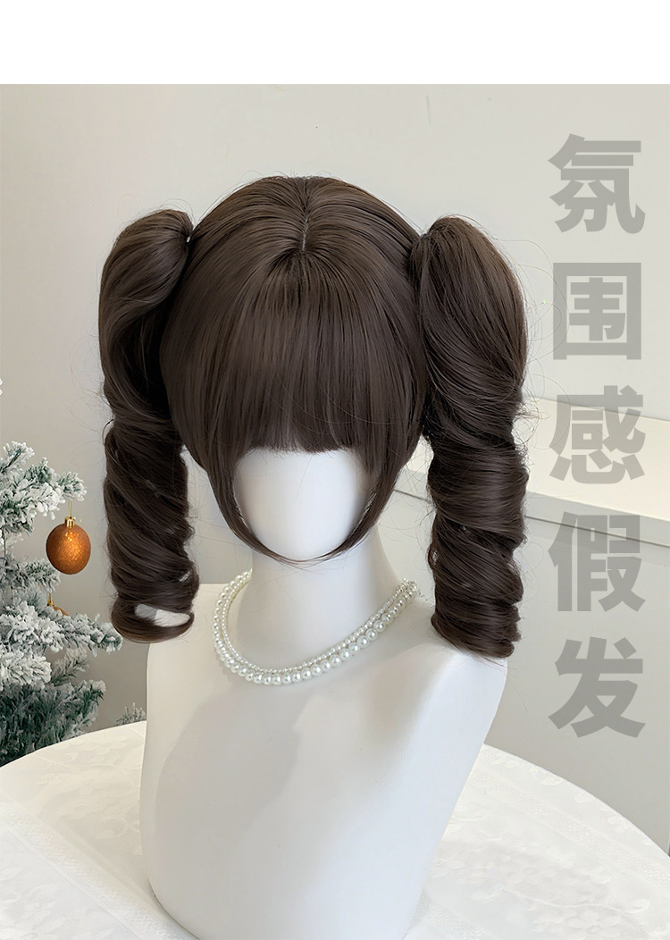 新颜假发【萌宅少女】冷棕色罗马卷lolita女短发甜美可爱全头套详情2