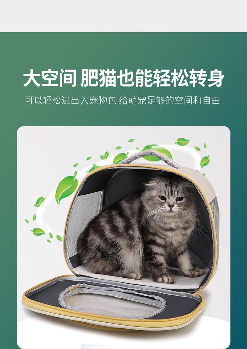 批发新款双肩宠物包大容量透气手提猫包外出便携宠物包宠物太空舱详情8
