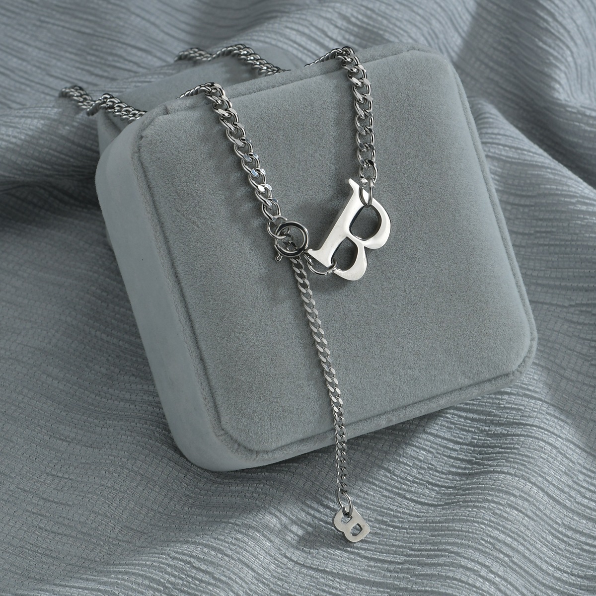 跨境欧美饰品B字子母链情侣项链NK项链  嘻哈hiphop不锈钢项链详情3