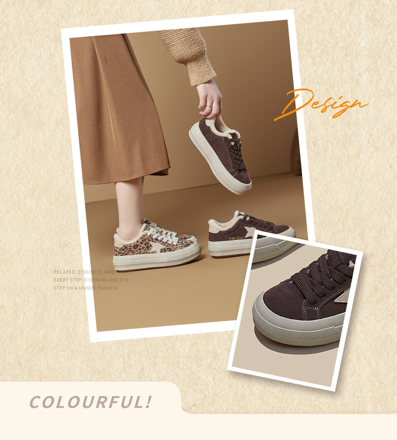 头层牛皮小白鞋女2025冬季新款平底加绒保暖板鞋休闲百搭豹纹女鞋详情15