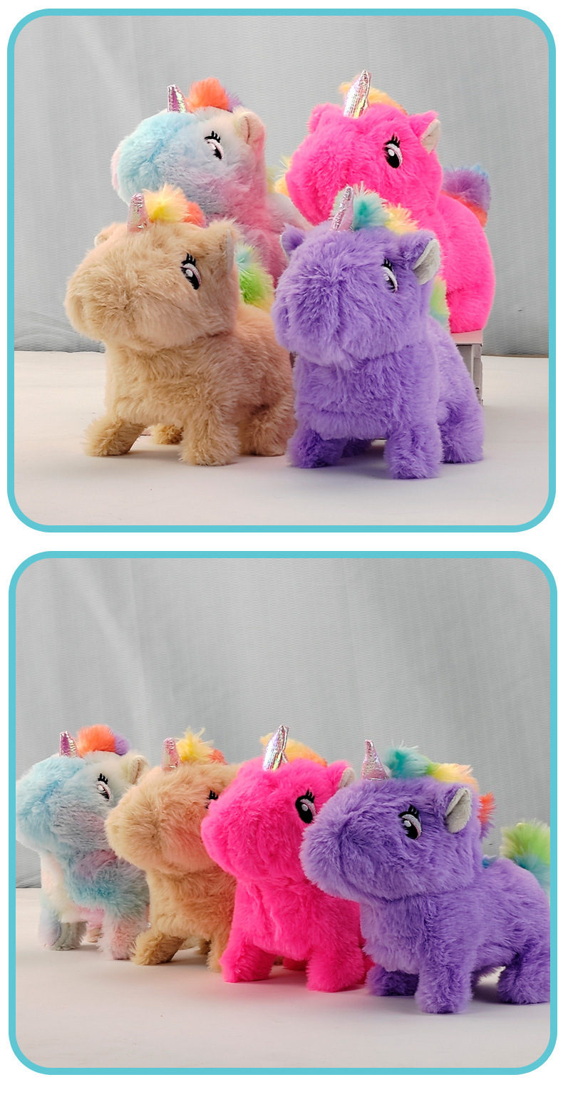 Electric plush toys, cross-border walking simulation horse dolls, children's walking sound dolls, black-legged horse animals pic 11