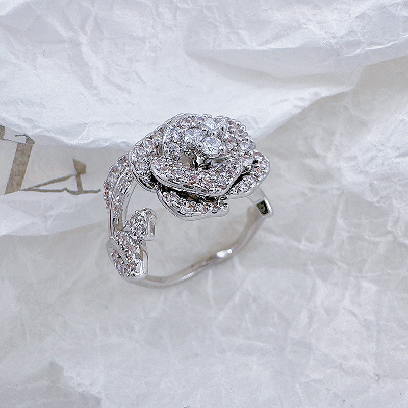 柏伶山茶花食指戒指女镶钻轻奢小众素圈开口戒时尚个性高级感饰品详情15