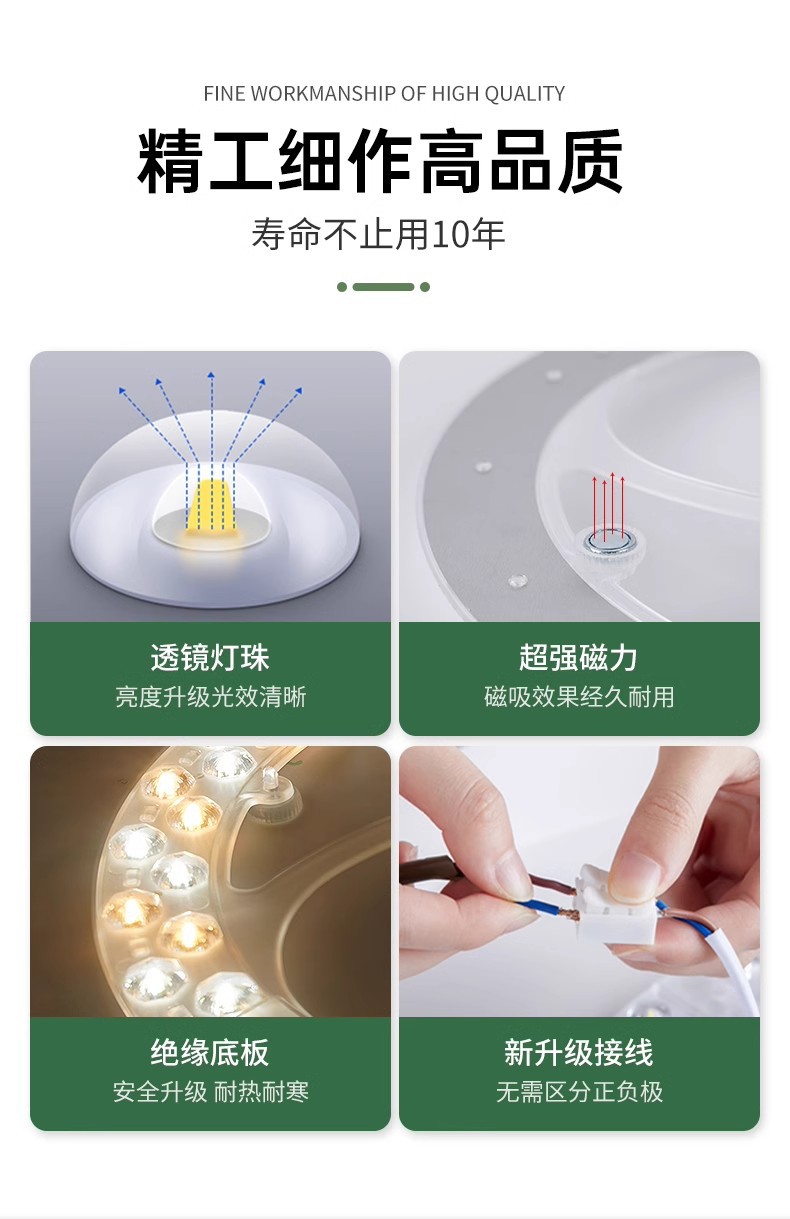 LED吸顶灯灯芯磁吸圆形改造灯板光源环形替换灯盘家用节能超亮灯详情11