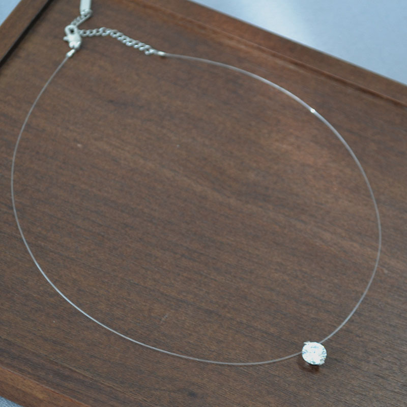 日韩小众设计人鱼的眼泪5A级爆闪锆石隐形鱼线轻奢简约项链锁骨链详情14