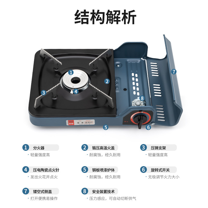 卡式炉户外野外炉具炊具火锅卡斯便携式卡磁煤气瓦斯炉燃气灶露营详情15