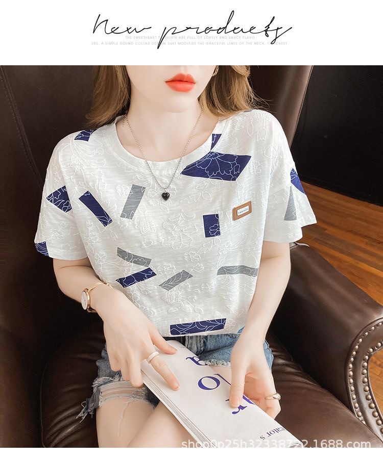 The new 2024 white T-shirt for women is a short-sleeved, round-neck, loose base layer with a versatile top that suits the ins trend pic 10