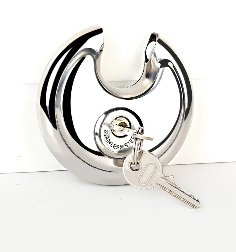 Round stainless steel padlock, anti-crushing, anti-prying, anti-theft, car and warehouse door lock, horizontal opening lock head, outdoor waterproof lock pic 9