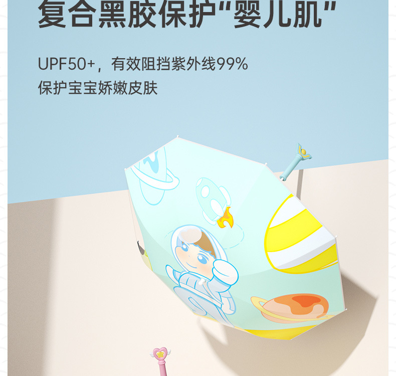 ZUODU左都儿童晴雨伞 女孩小学生晴雨两用长柄反光上学防晒遮阳伞详情29